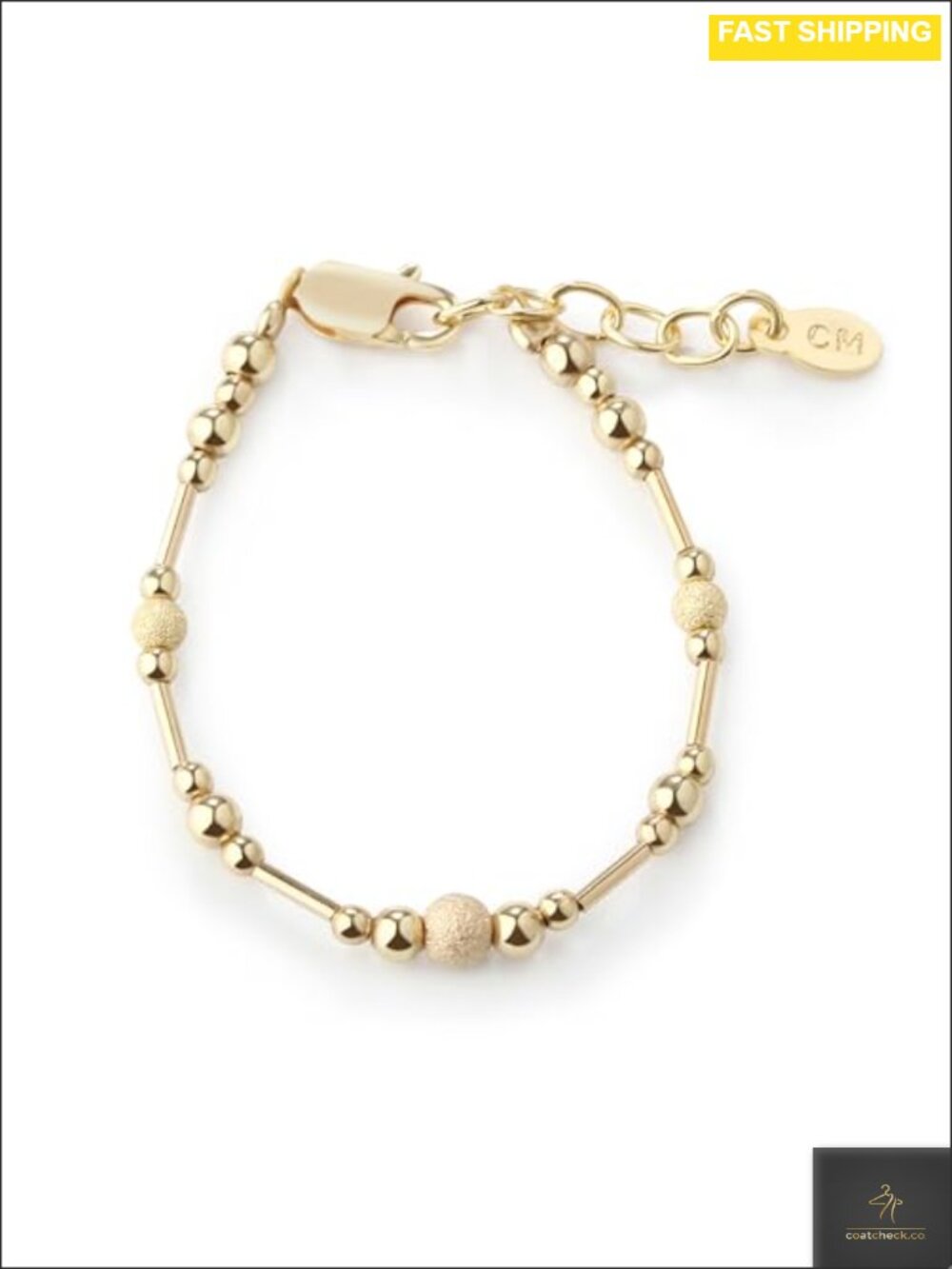 Hand Beaded 14K Gold Plated Bracelet Adjustable Link